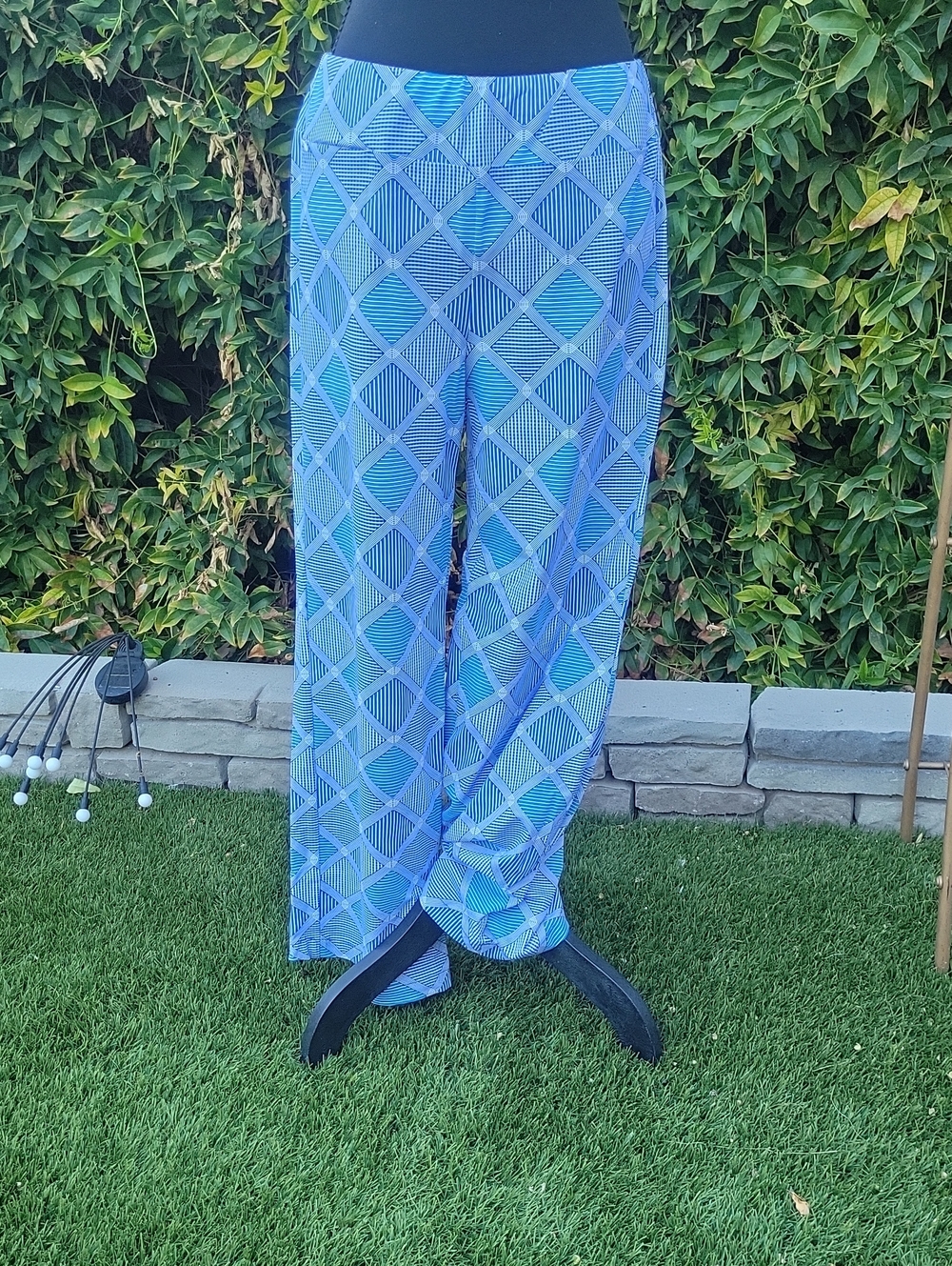 J. McLaughlin Blue Geometric Straight Leg Leggings L